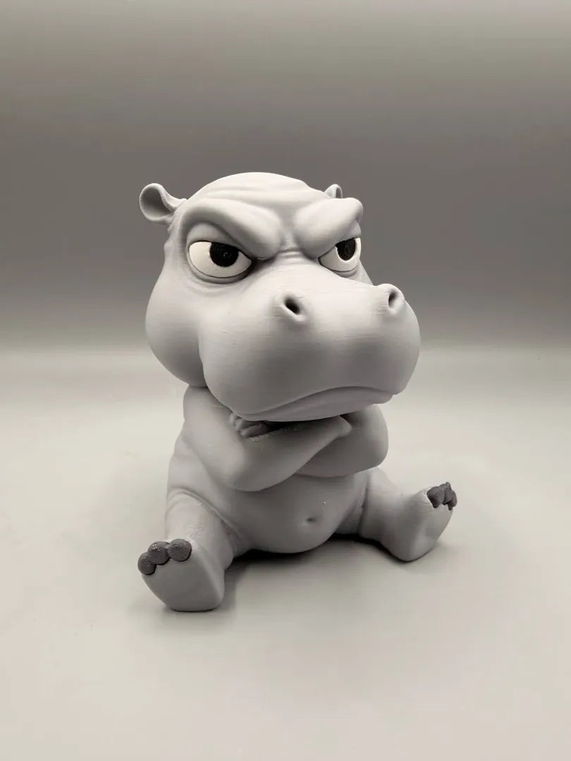 Grumpy Hippo 3D printed sculpture, front view