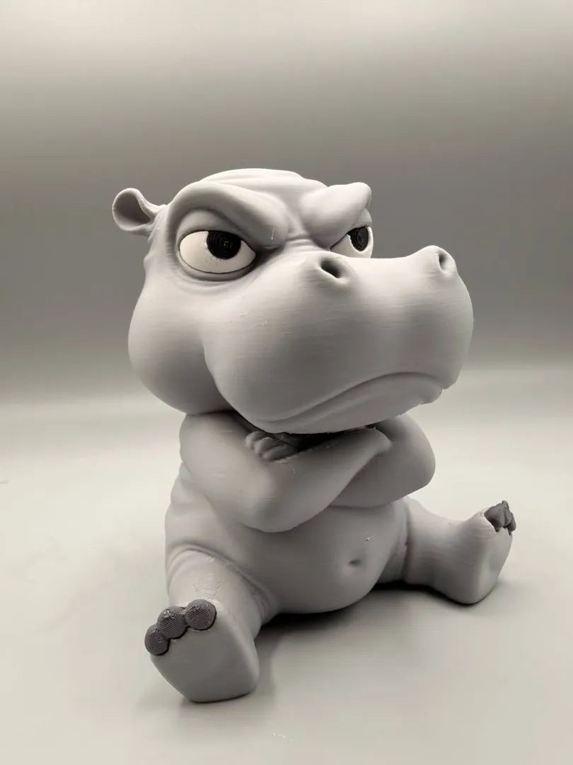 Grumpy Hippo sculpture, front view