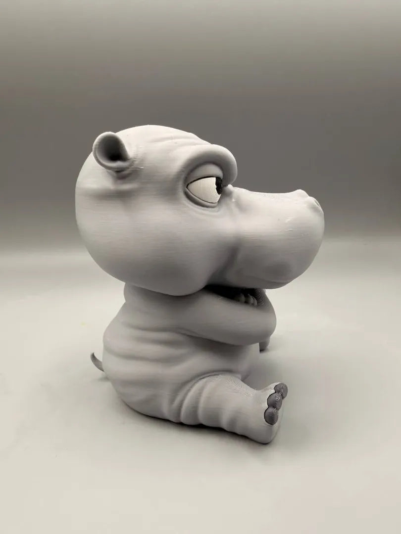Grumpy Hippo sculpture, three-quarter view