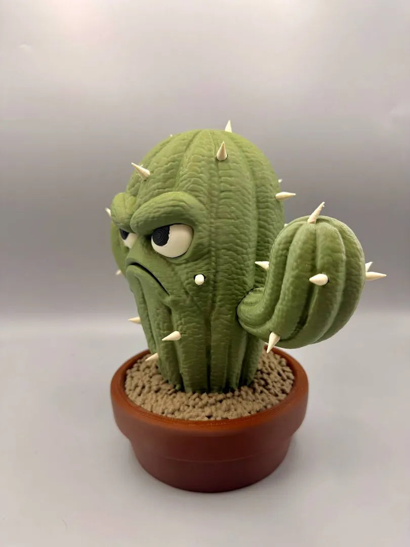 Grumpy Kaktus sculpture, three-quarter view