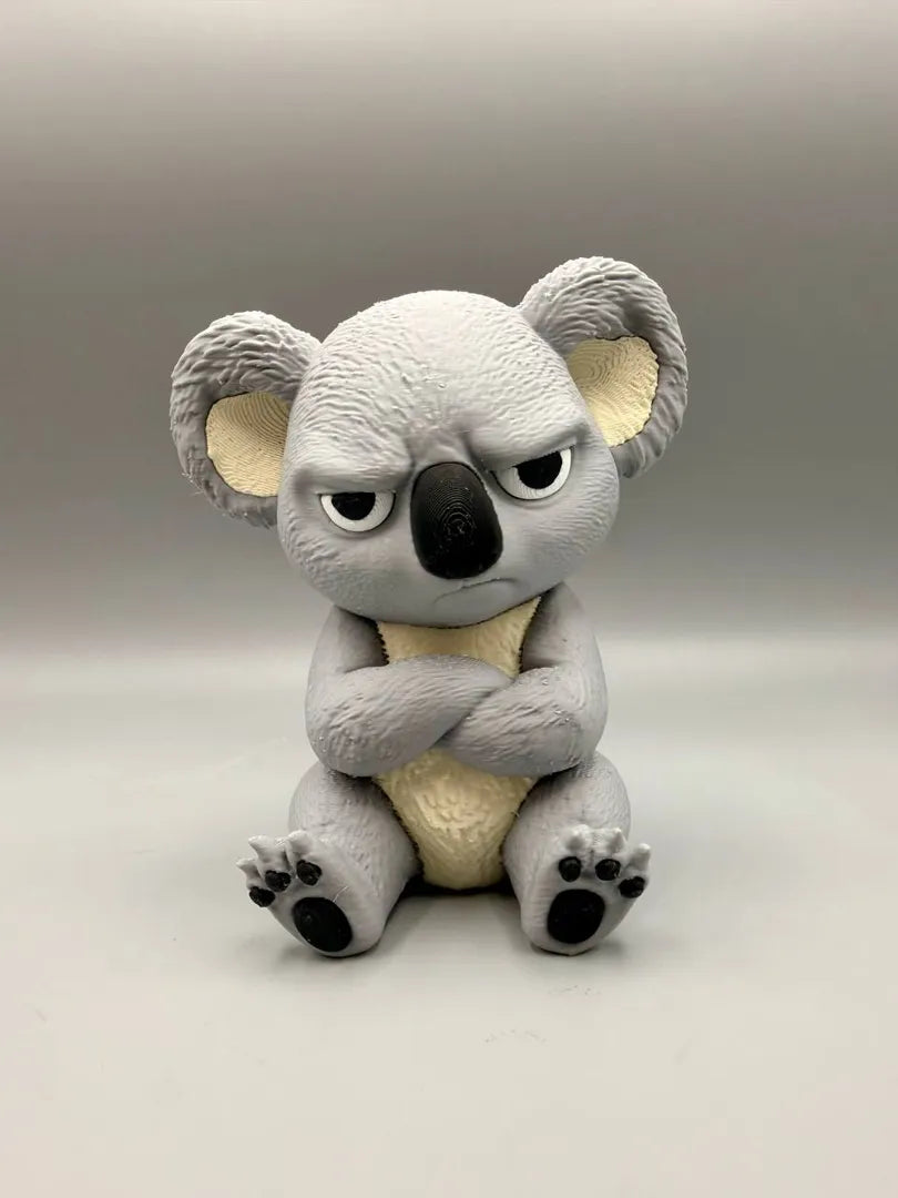 Grumpy Koala 3D printed sculpture, front view
