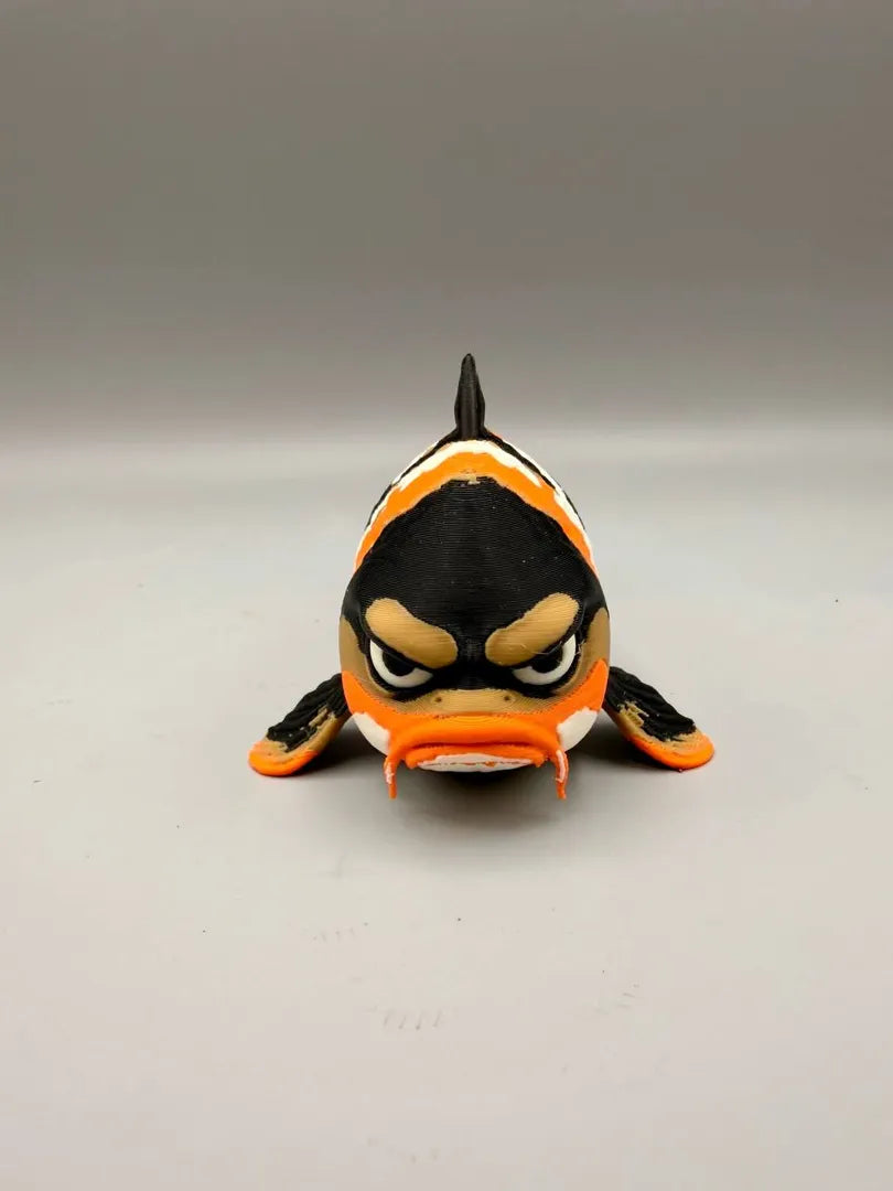 Grumpy Koi sculpture, head-on view