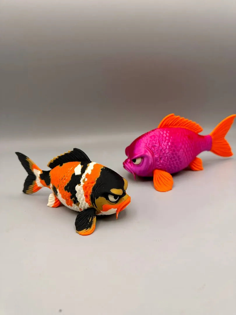Grumpy Koi shown alongside a companion print