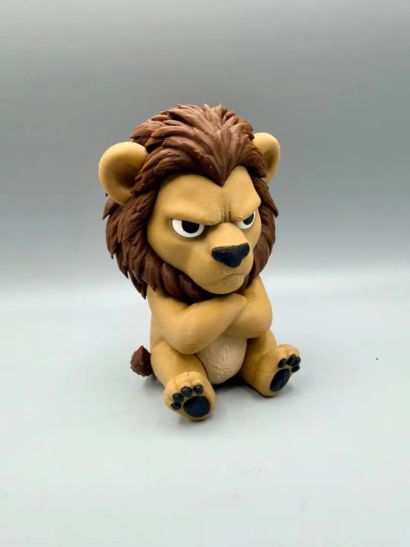 Grumpy Lion sculpture, front view