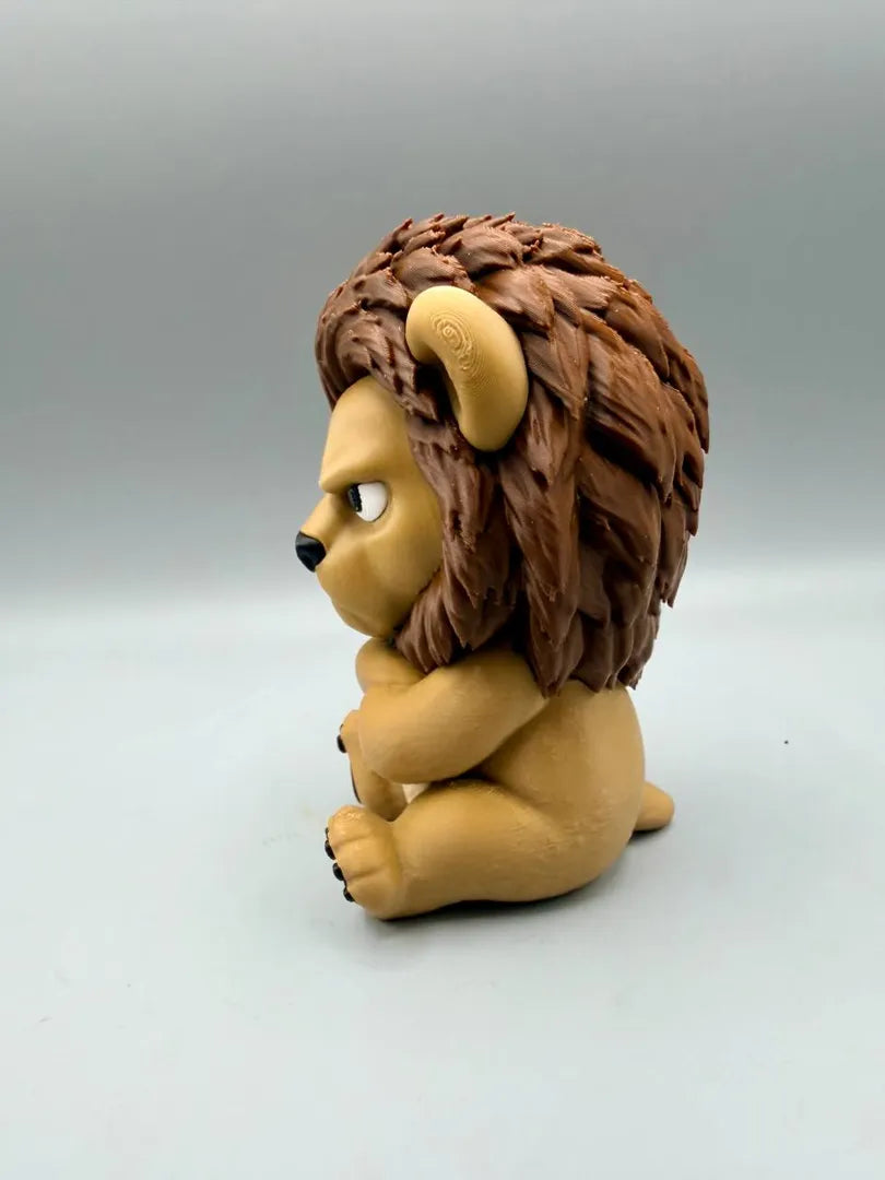 Grumpy Lion sculpture, side view