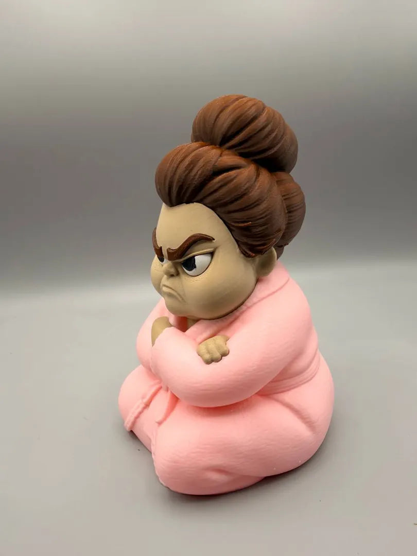 Grumpy Mom sculpture, three-quarter view