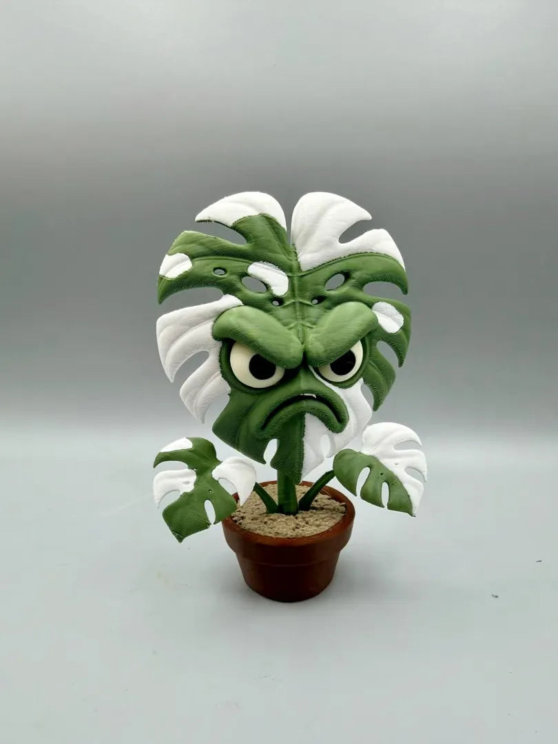 Grumpy Monstera 3D printed sculpture, front view