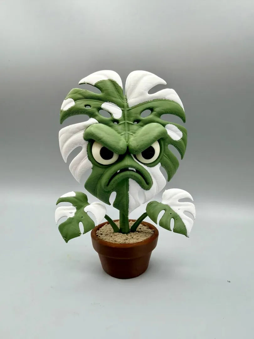 Grumpy Monstera sculpture, front view