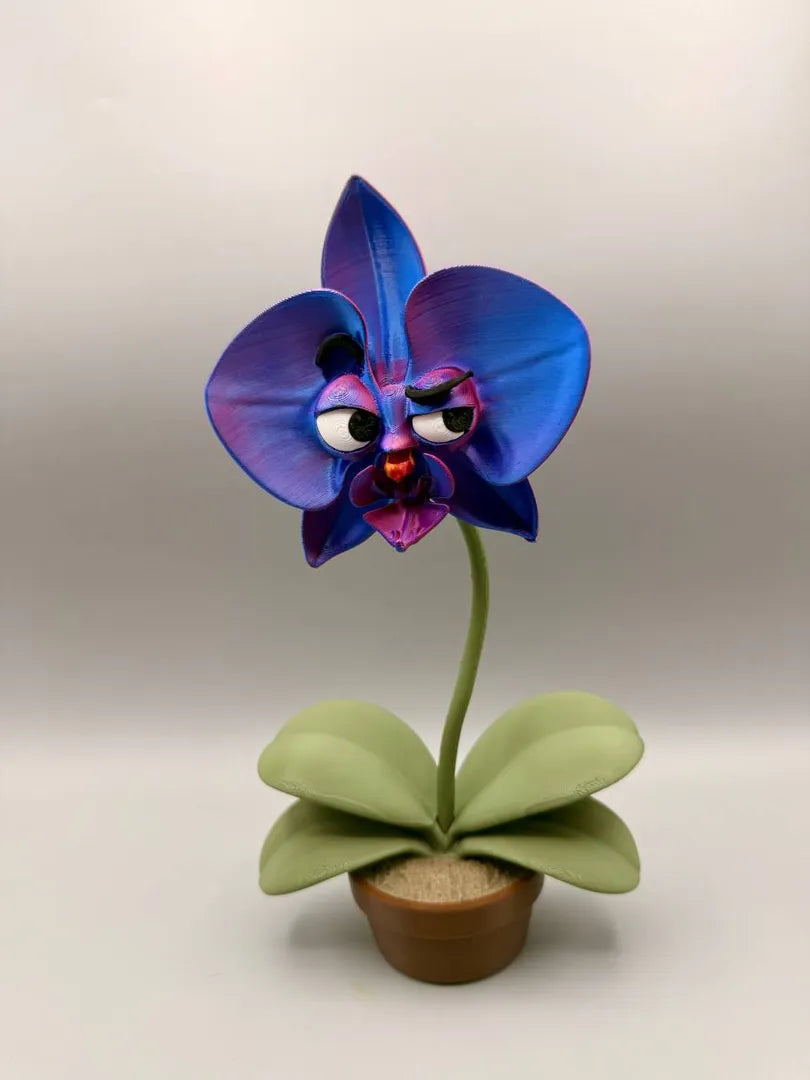 Grumpy Orchid 3D printed sculpture, front view