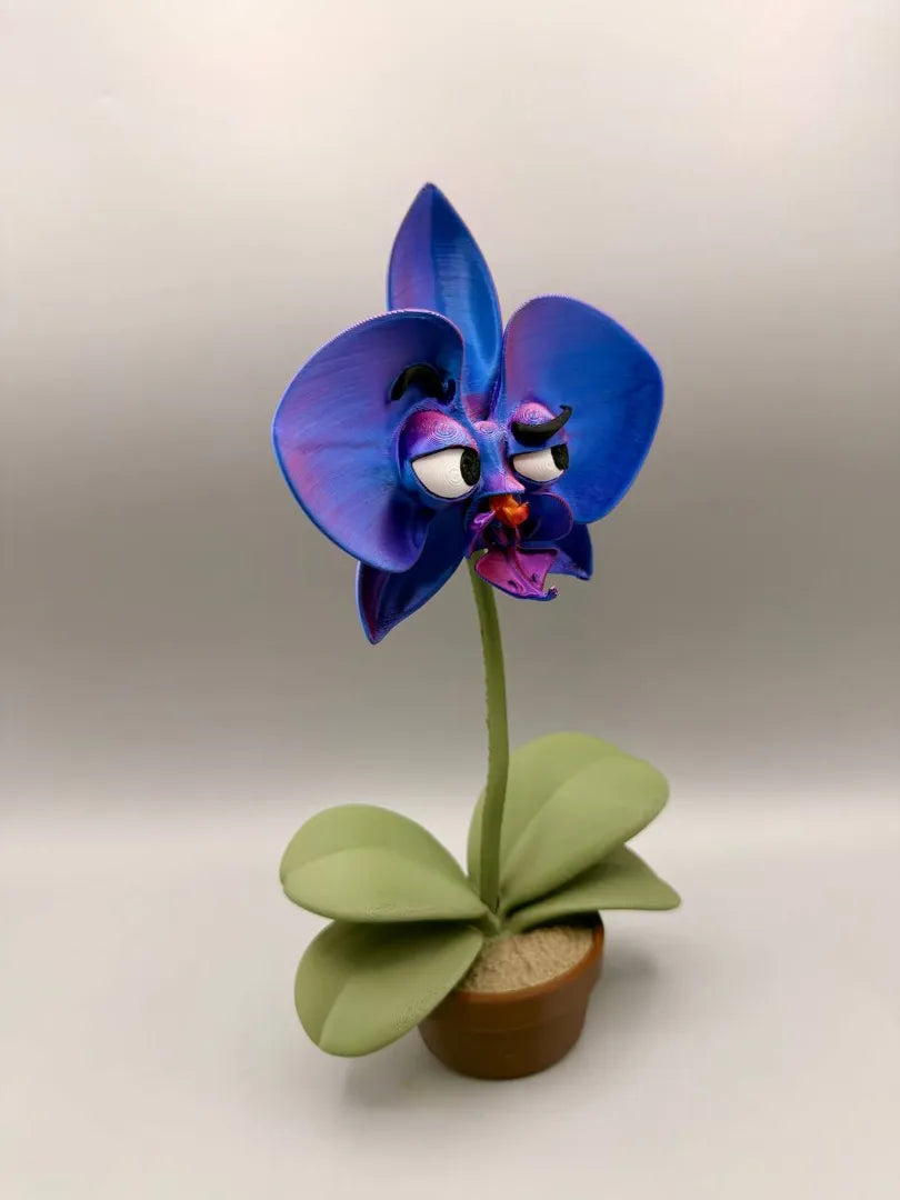 Grumpy Orchid sculpture, front view