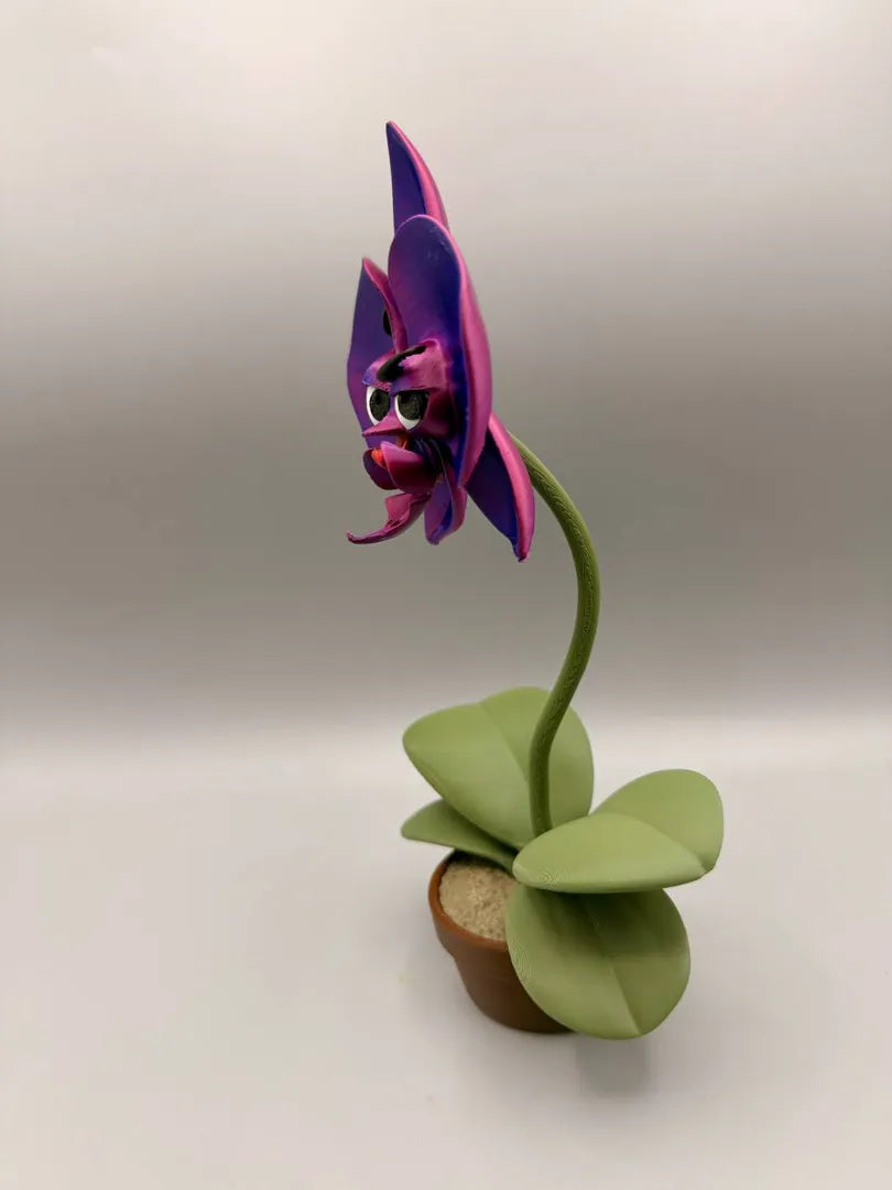 Grumpy Orchid sculpture, side view