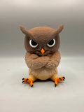 Grumpy Owl 3D printed sculpture, front view