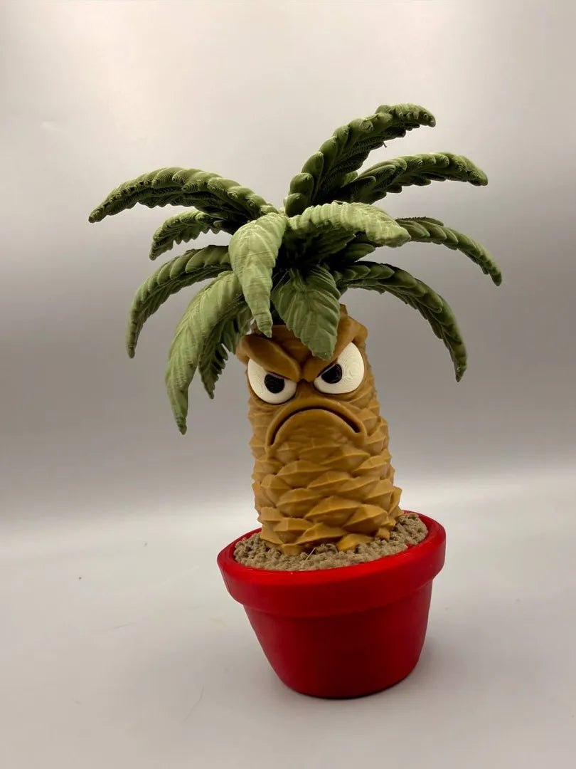 Grumpy Palm sculpture, front view