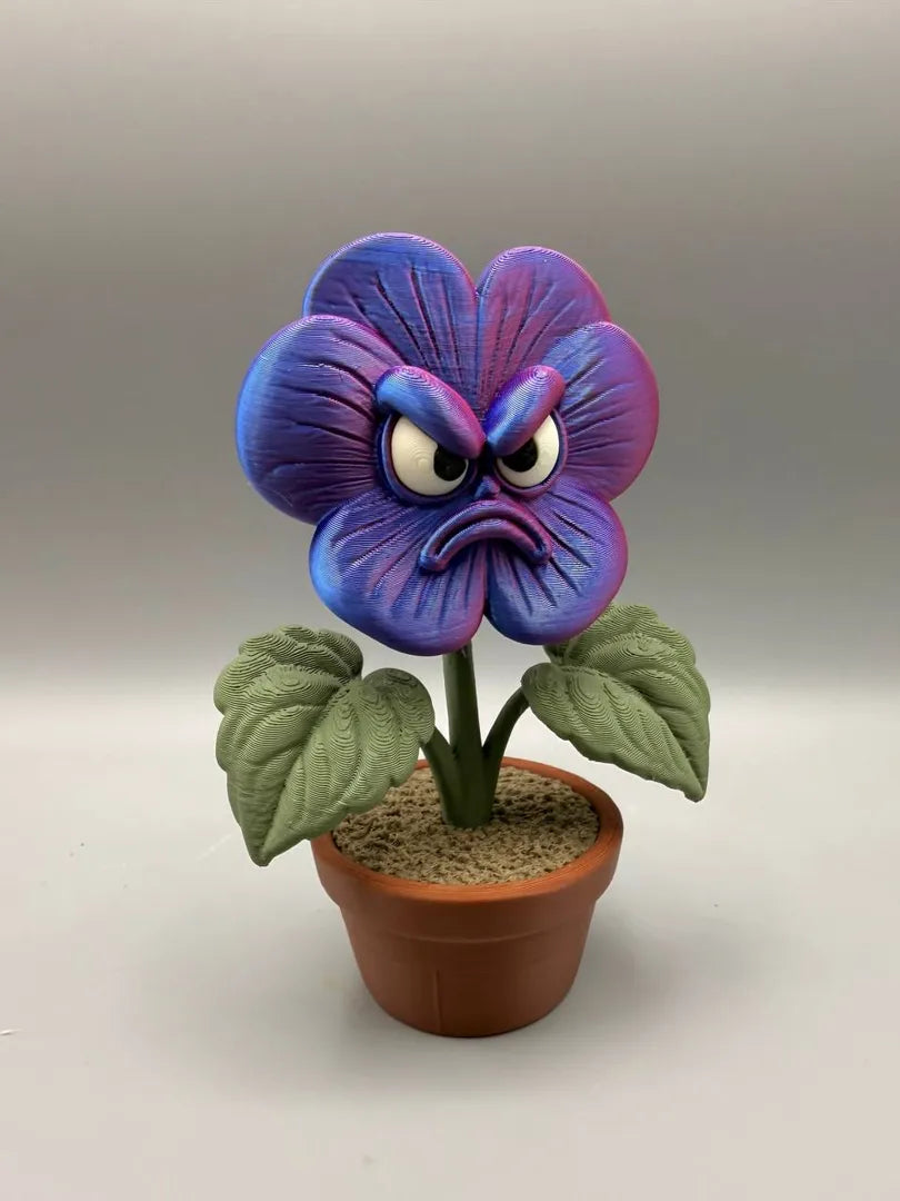 Grumpy Pansy 3D printed sculpture, front view