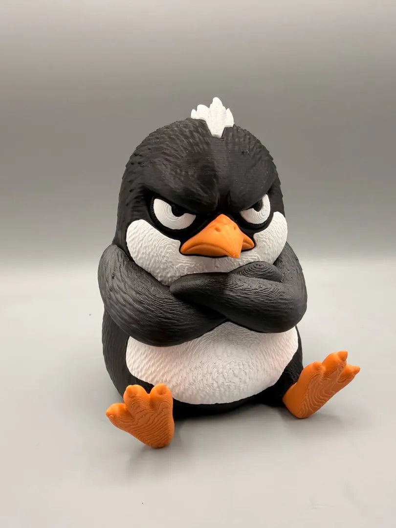 Grumpy Penguin 3D printed sculpture, front view