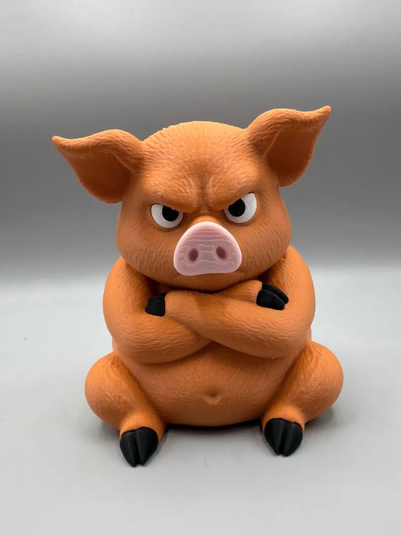 Grumpy Pig 3D printed sculpture, front view
