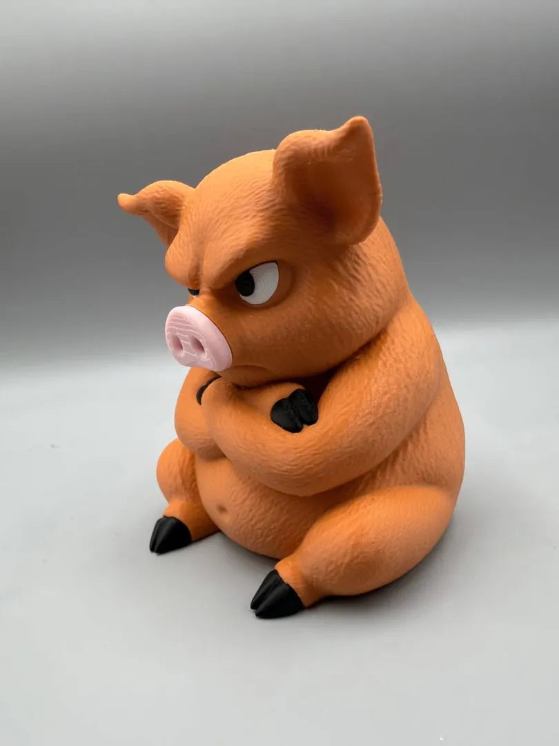 Grumpy Pig sculpture, three-quarter view