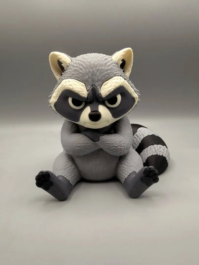 Grumpy Raccoon 3D printed sculpture, front view