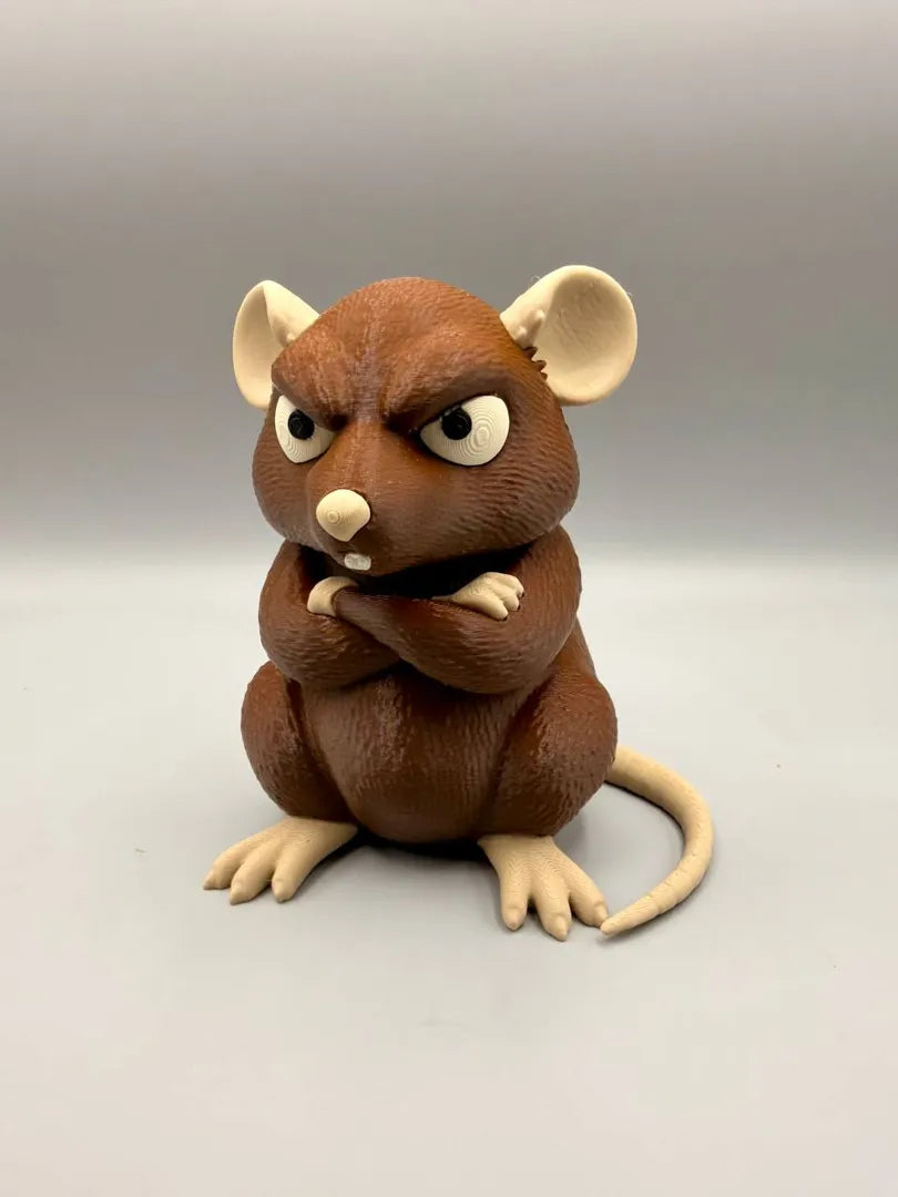 Grumpy Rat 3D printed sculpture, front view