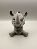 Grumpy Rhino 3D printed sculpture, front view