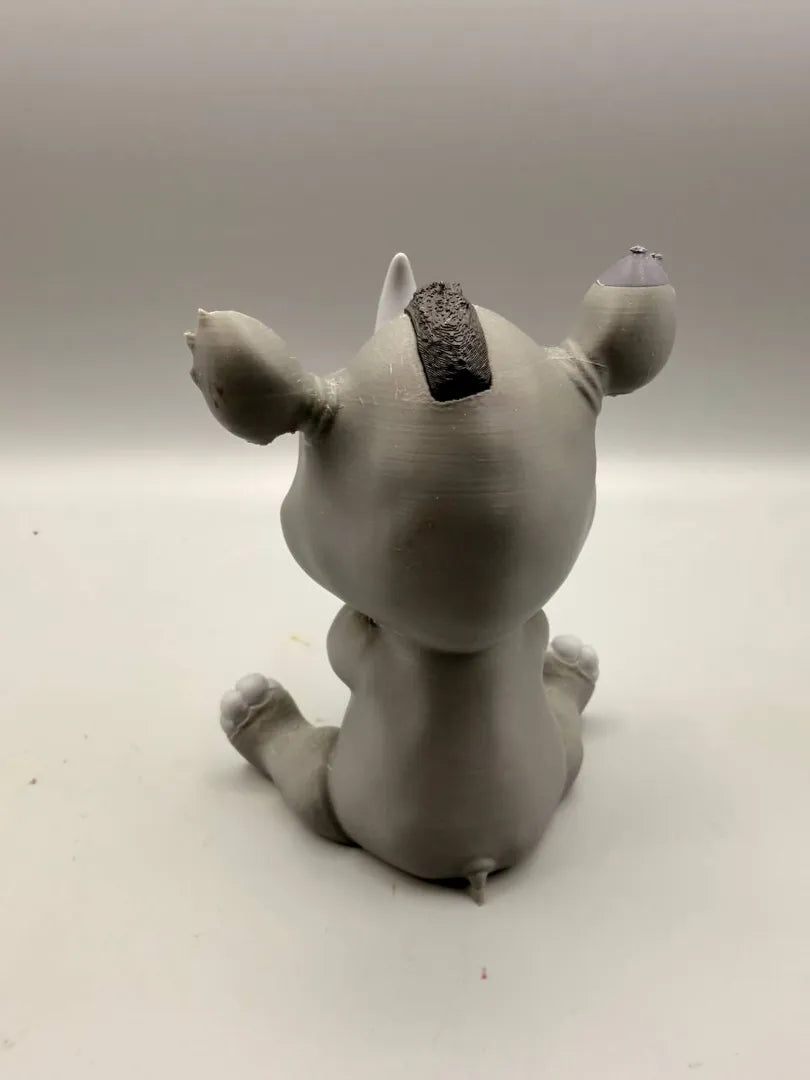 Grumpy Rhino sculpture, back view