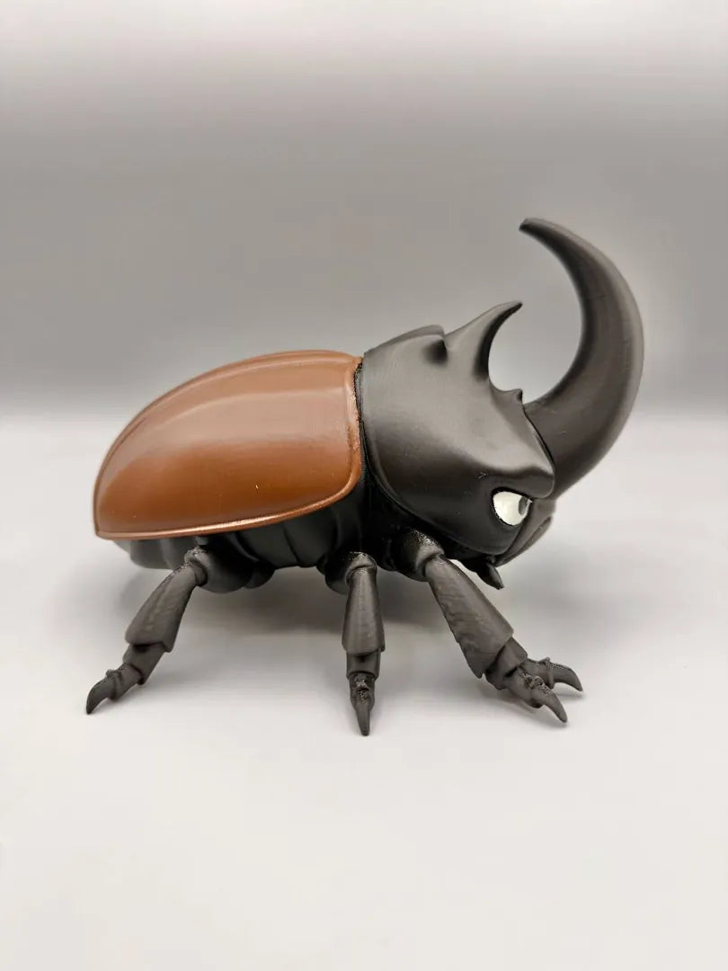 Grumpy Rhino Beetle sculpture, side view