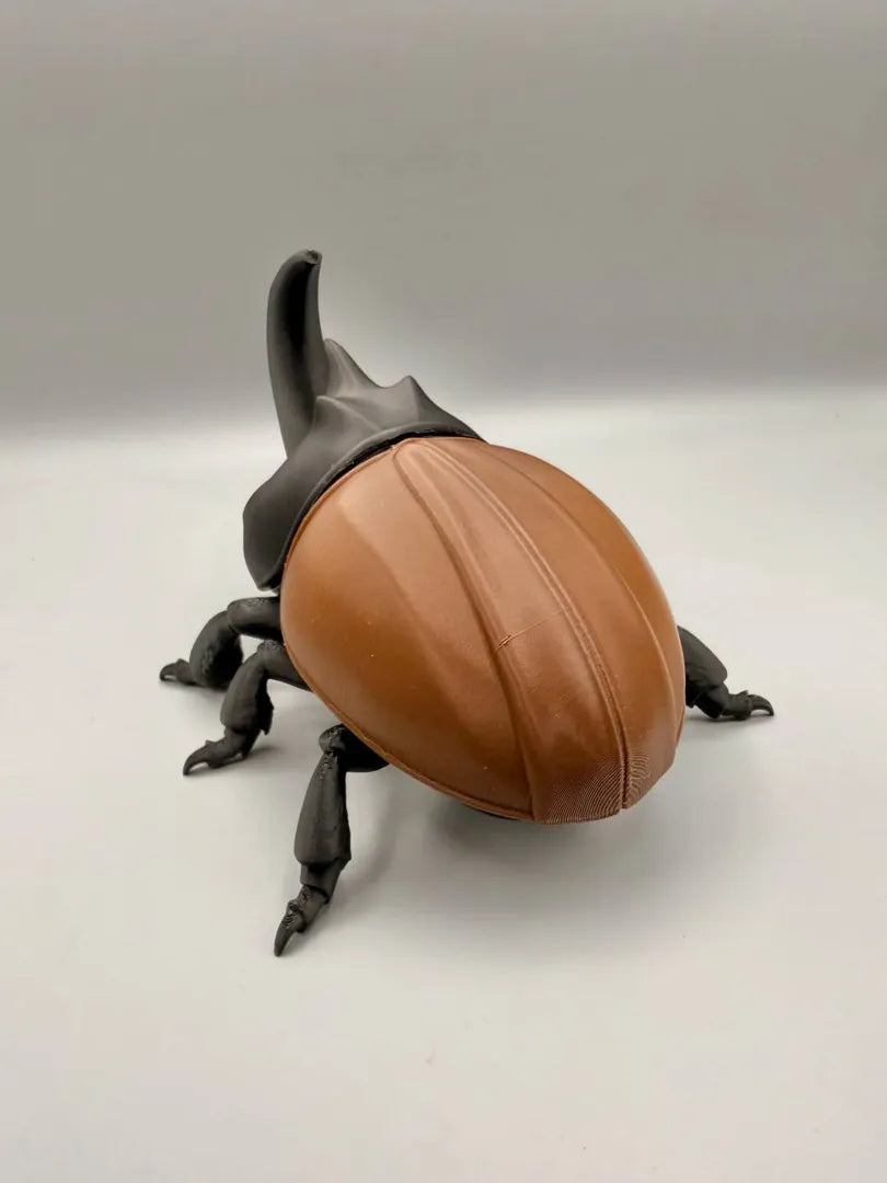Grumpy Rhino Beetle sculpture, top-down view