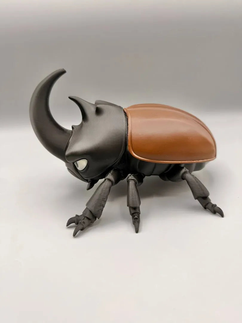 Grumpy Rhino Beetle sculpture, side view