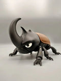 Grumpy Rhino Beetle 3D printed sculpture, three-quarter view