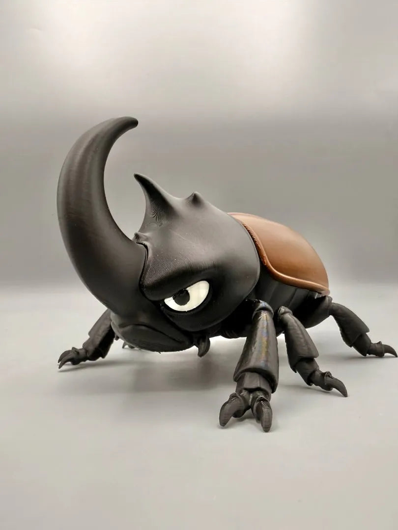 Grumpy Rhino Beetle 3D printed sculpture, three-quarter view