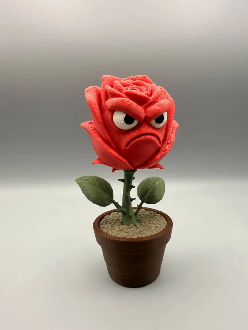 Grumpy Rose 3D printed sculpture, front view