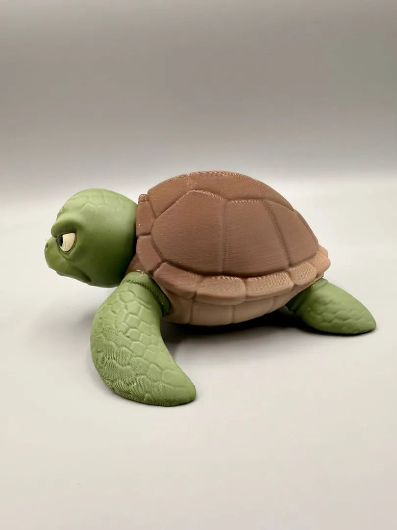 Grumpy Sea Turtle sculpture, front view