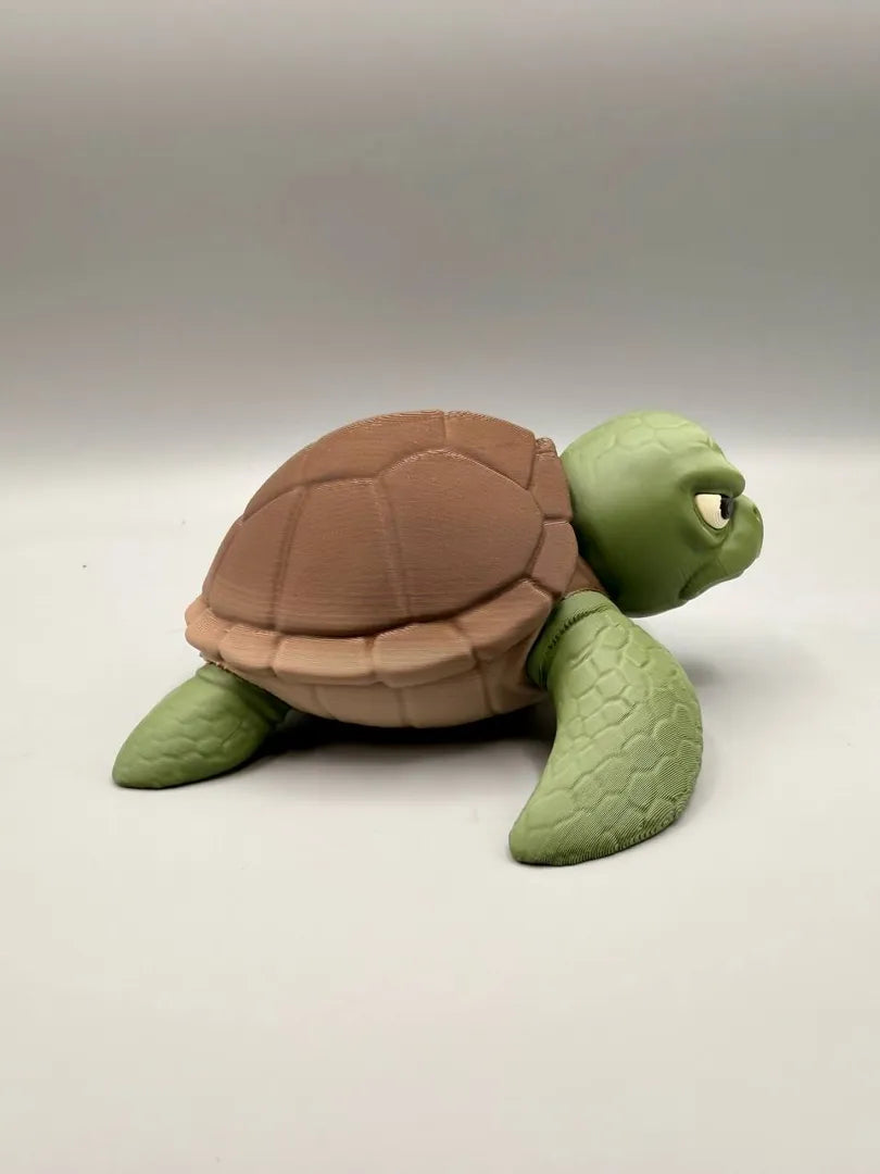 Grumpy Sea Turtle sculpture, three-quarter view