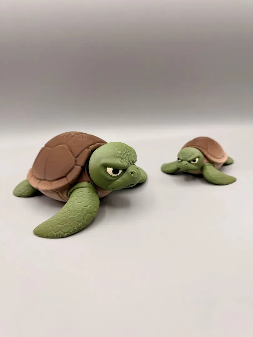 Grumpy Sea Turtle shown alongside a companion print