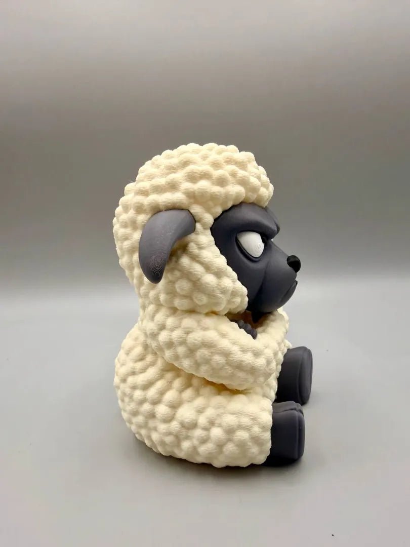 Grumpy Sheep sculpture, three-quarter view