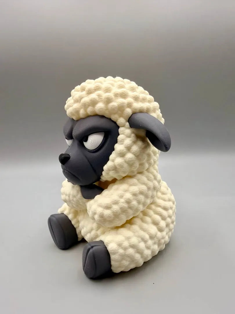 Grumpy Sheep sculpture, three-quarter view