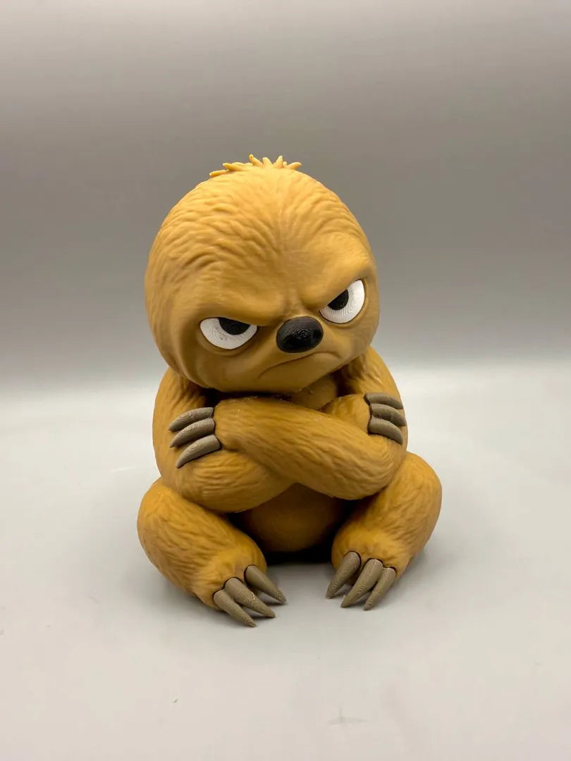 Grumpy Sloth 3D printed sculpture, front view
