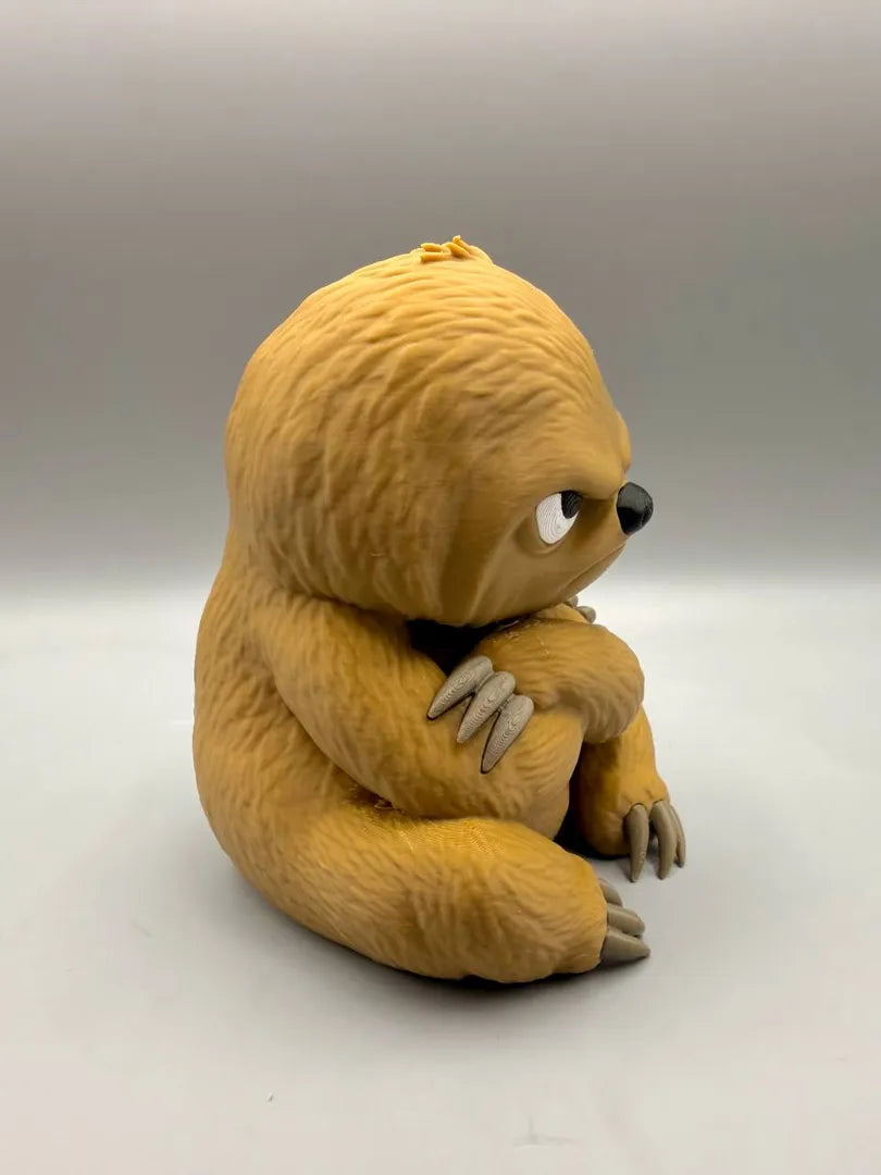 Grumpy Sloth sculpture, side view
