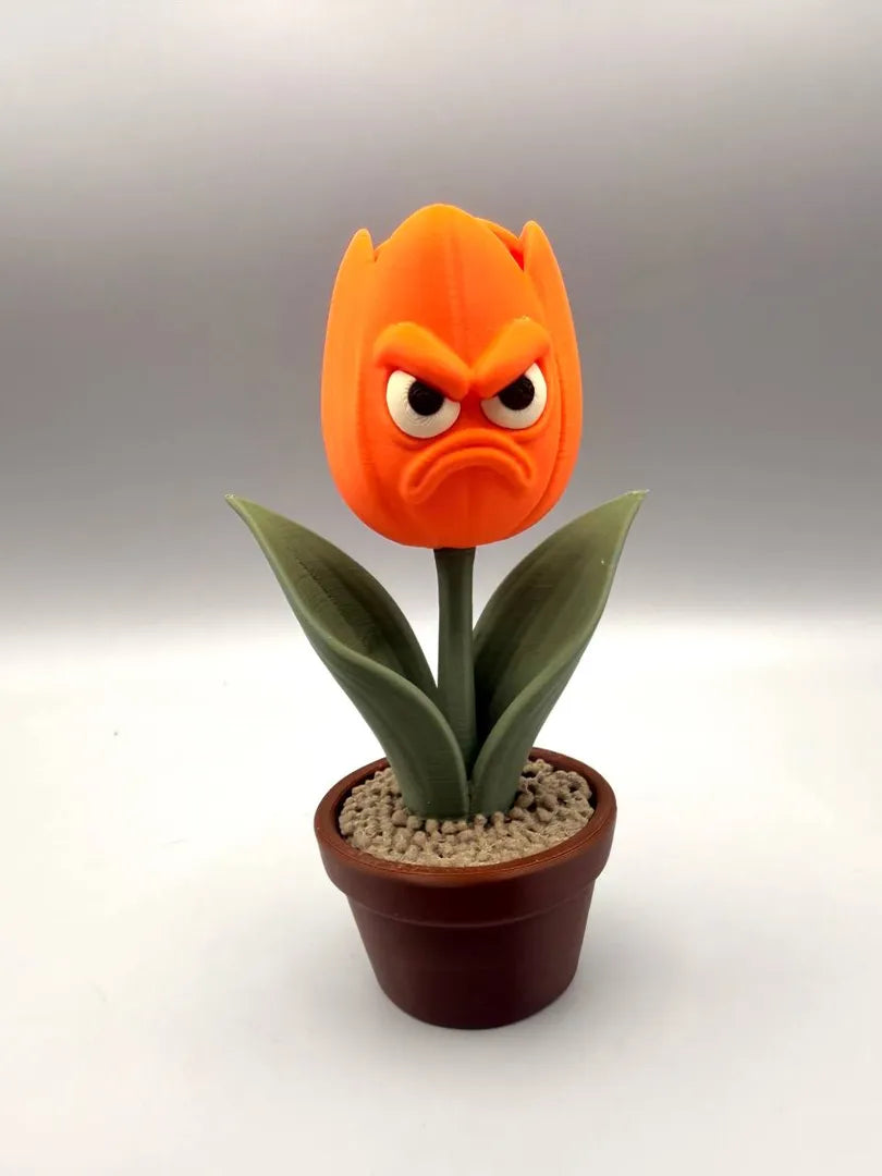 Grumpy Tulip 3D printed sculpture, front view