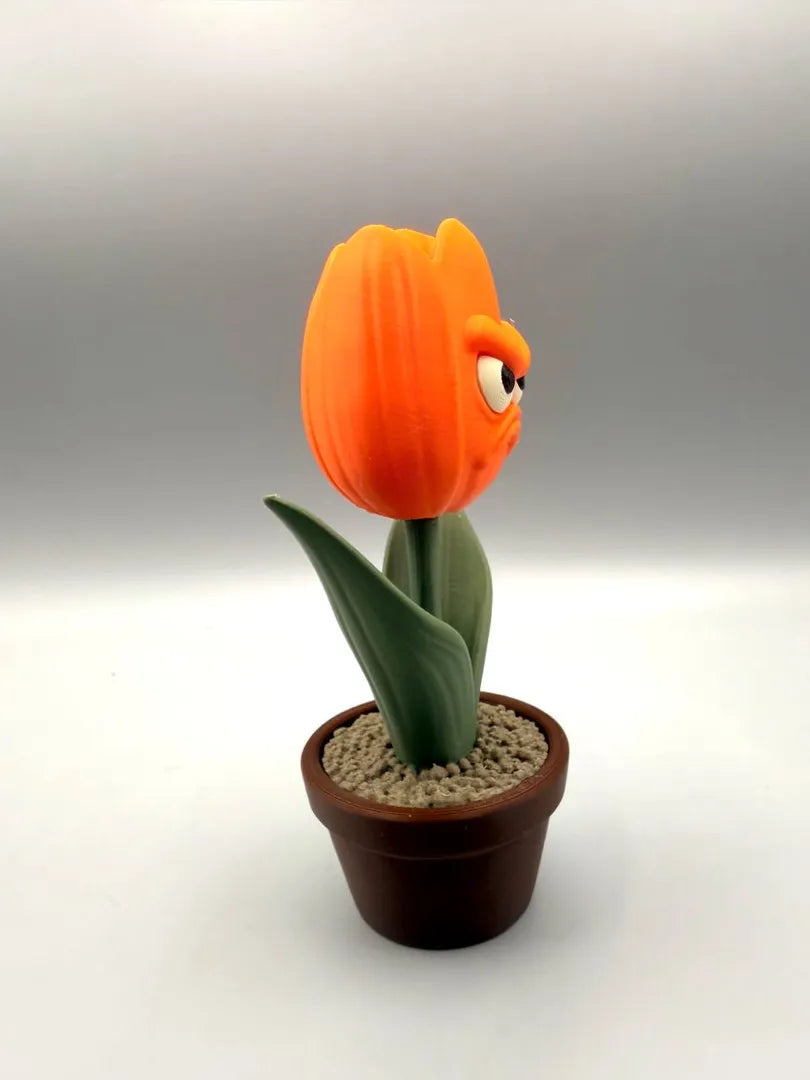 Grumpy Tulip sculpture, three-quarter view