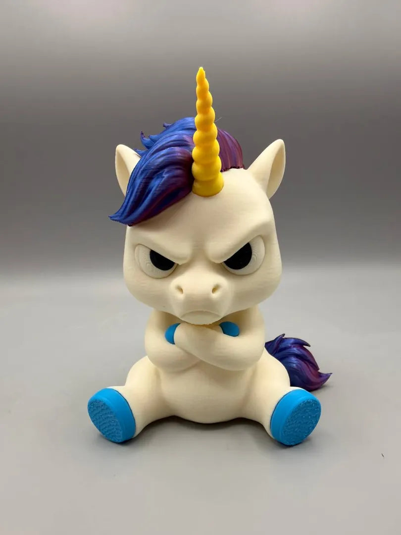 Grumpy Unicorn 3D printed sculpture, front view