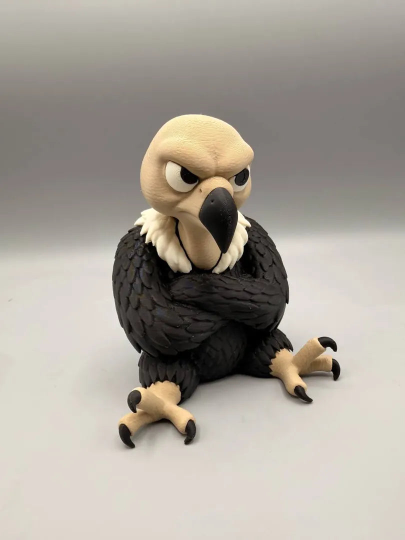Grumpy Vulture 3D printed sculpture, front view