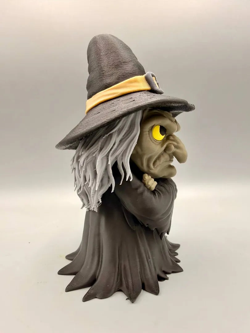 Grumpy Witch sculpture, side view