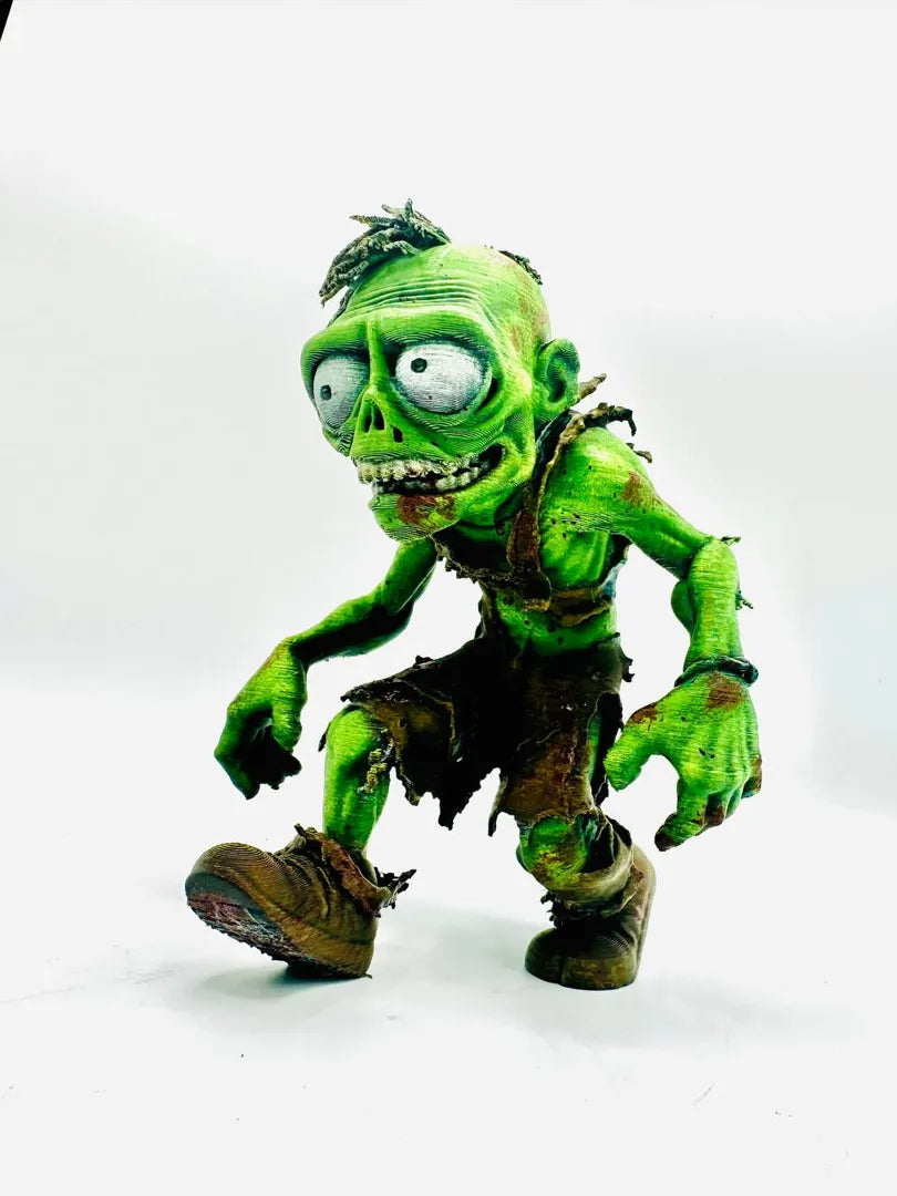 Grumpy Zombie sculpture, three-quarter view