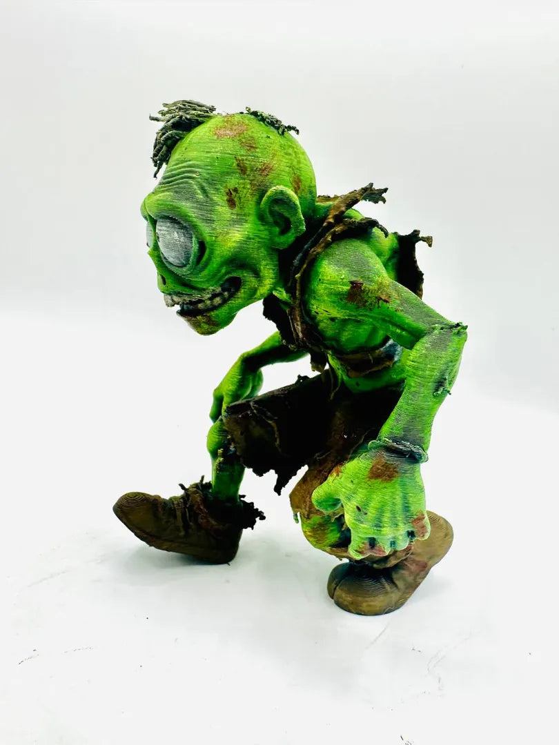 Grumpy Zombie sculpture, three-quarter view