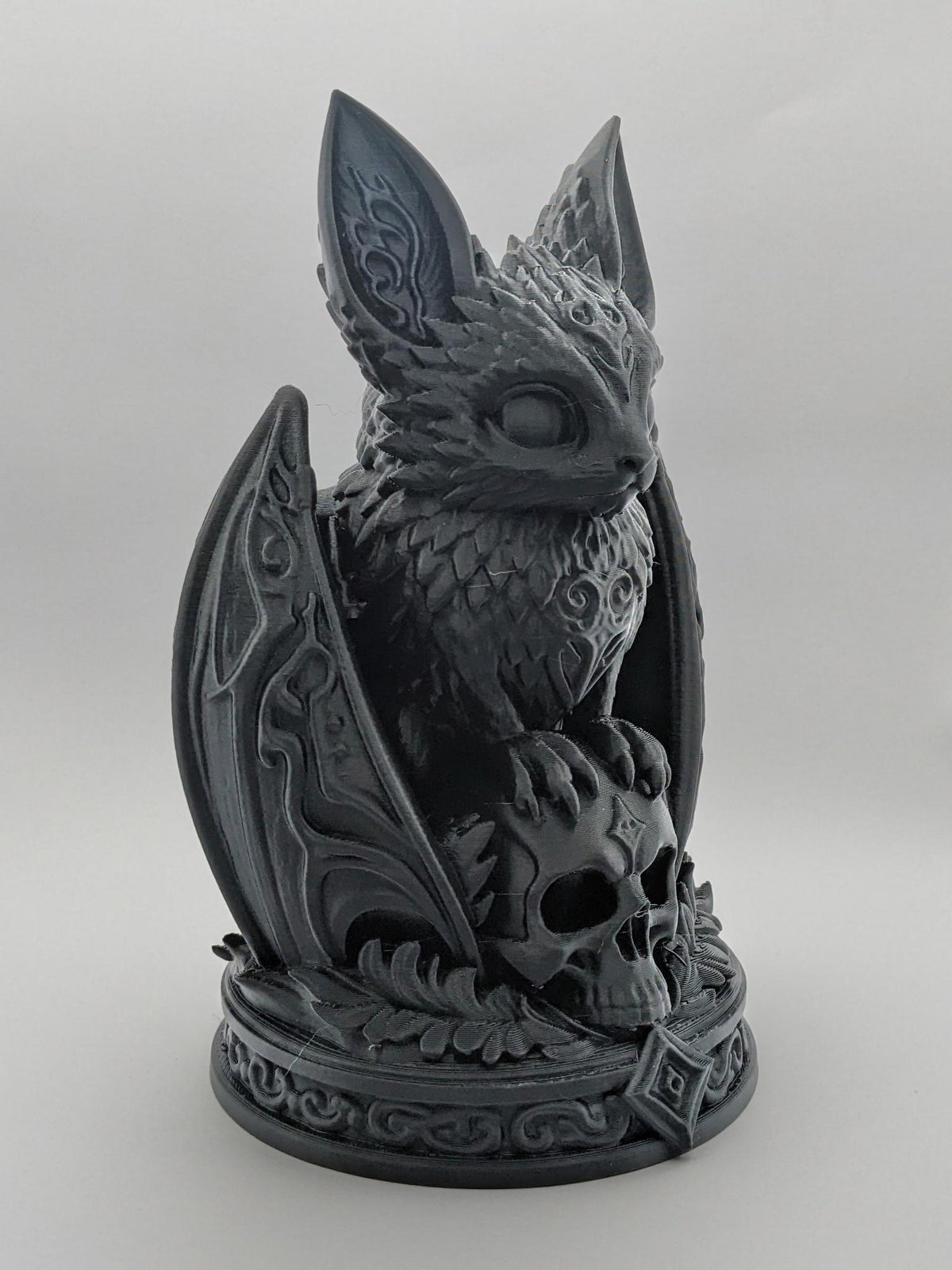 Necro Bat Skull Relic in Matte Black, right view