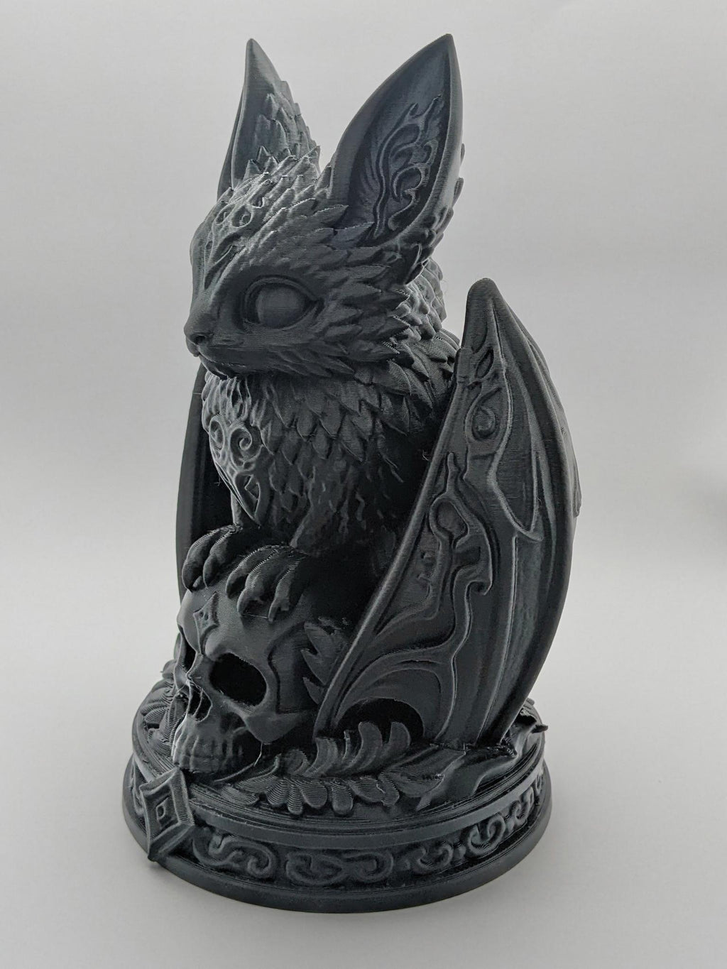 Necro Bat Skull Relic in Matte Black, left view