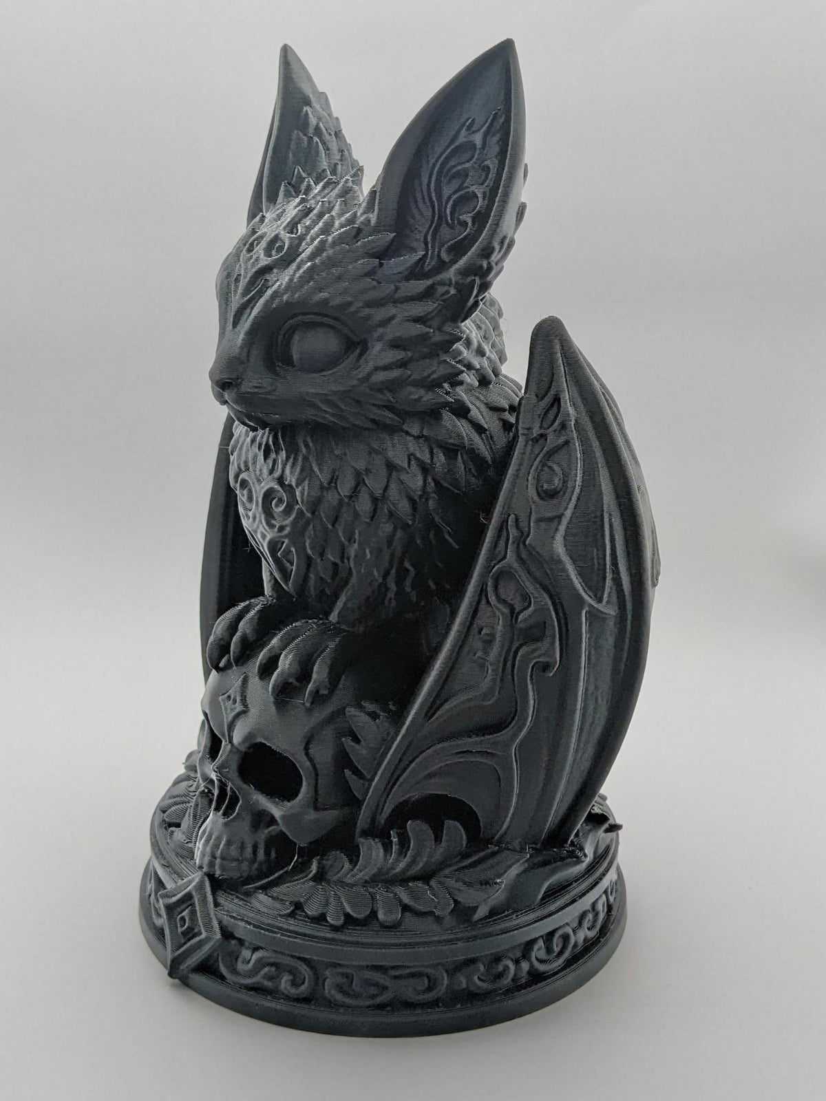 Necro Bat Skull Relic in Matte Black, left view