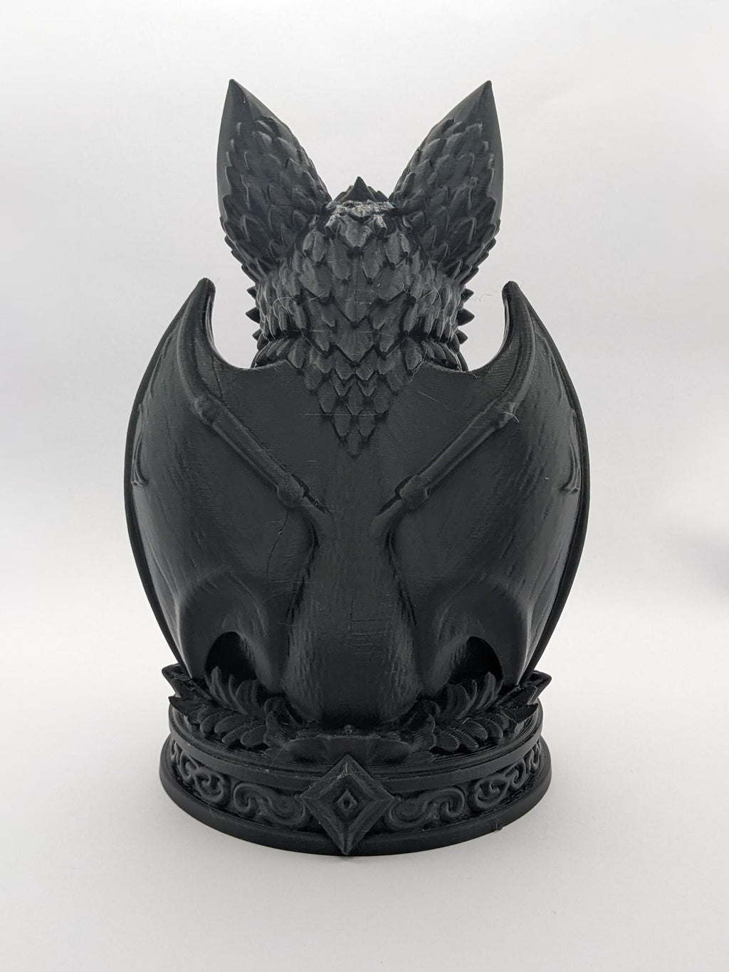 Necro Bat Skull Relic in Matte Black, back view