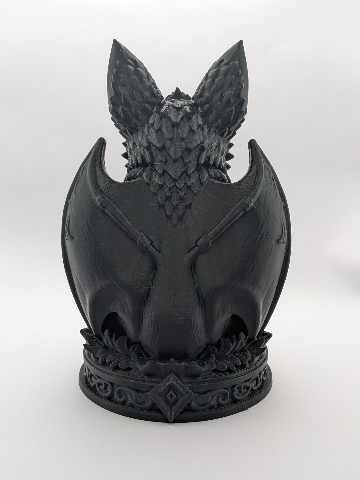 Necro Bat Skull Relic in Matte Black, back view